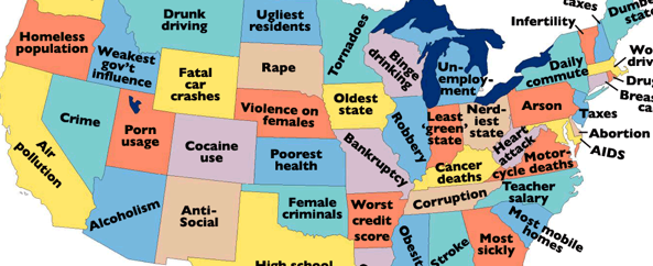 United States of Shame – What Is Your State The Worst At?