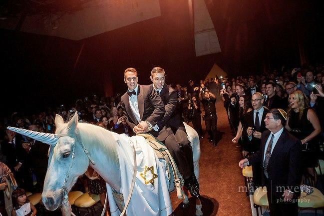 Watch The Video Of Gay Jews Who Rode Into Their Hollywood Wedding On A Jewnicorn
