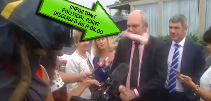 VIDEO: Politician Hit In The Face With Large Dildo