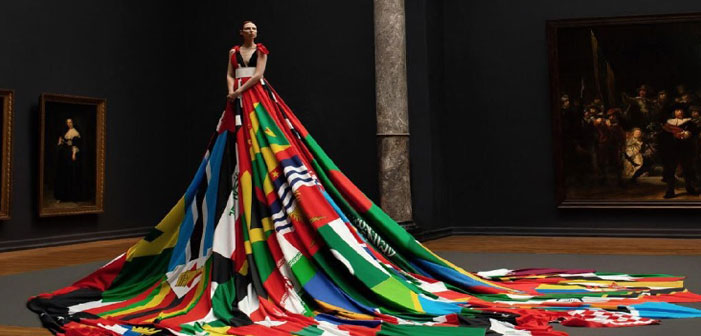 Trans Model Rocks Dress Made of Anti-LGBT Countries’ Flags