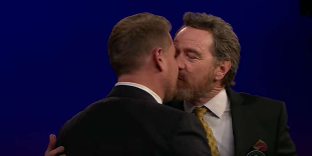 James Corden and Bryan Cranston Jump Aboard the ‘Straight Dudes Kissing’ Train