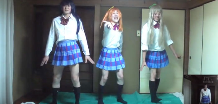 3 Anime Fans Wear Drag and Dance on a Lube-Covered Tarp (Video)