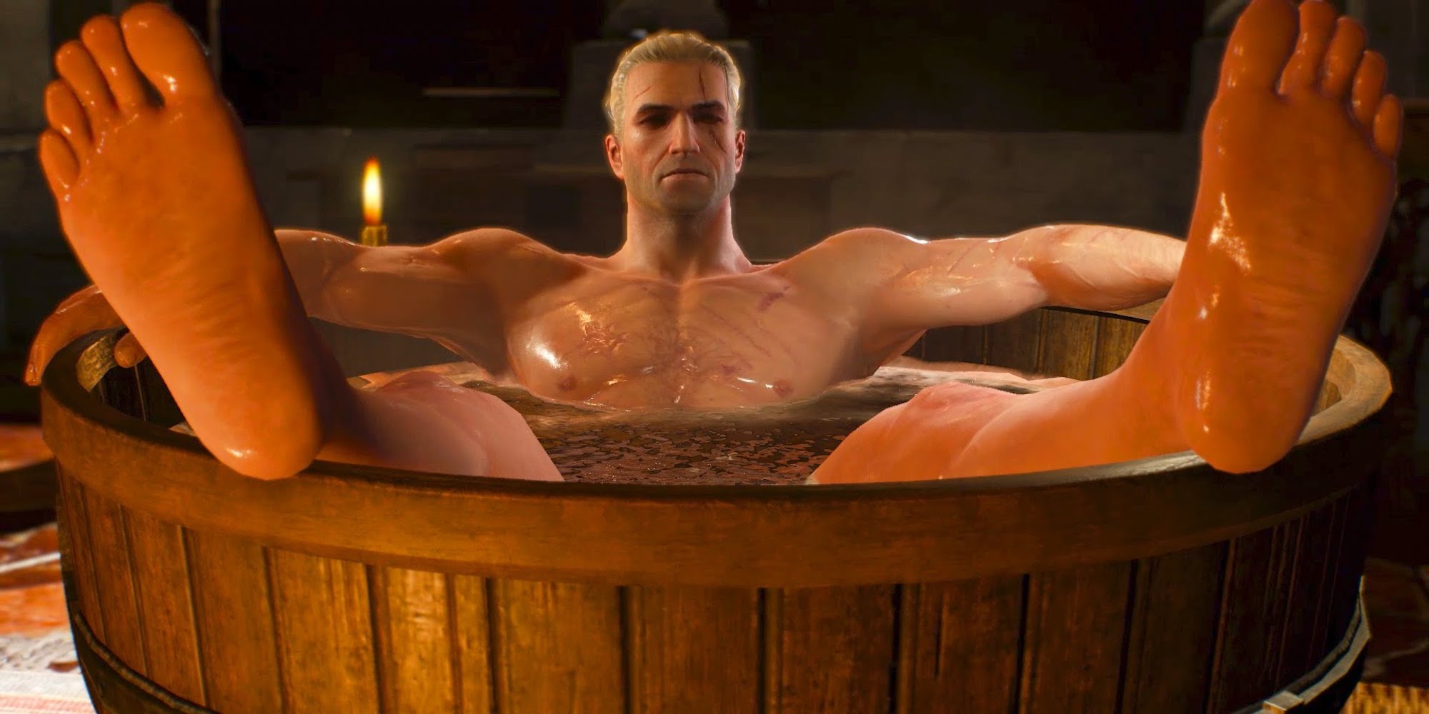 geralt bathtub statue henry cavill