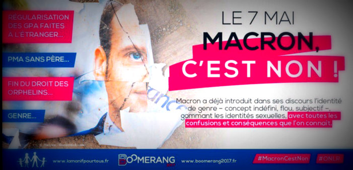 Le mouvement homophobe « La Manif pour tous » appelle à voter contre Emmanuel Macron
