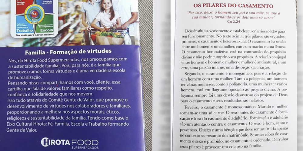 Supermercado distribui cartilha com discurso homofóbico a clientes
