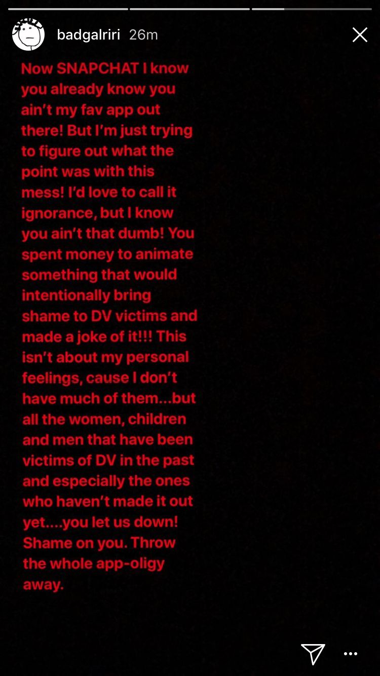 rihanna snapchat response