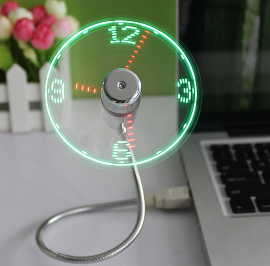 home office clock fan working from home
