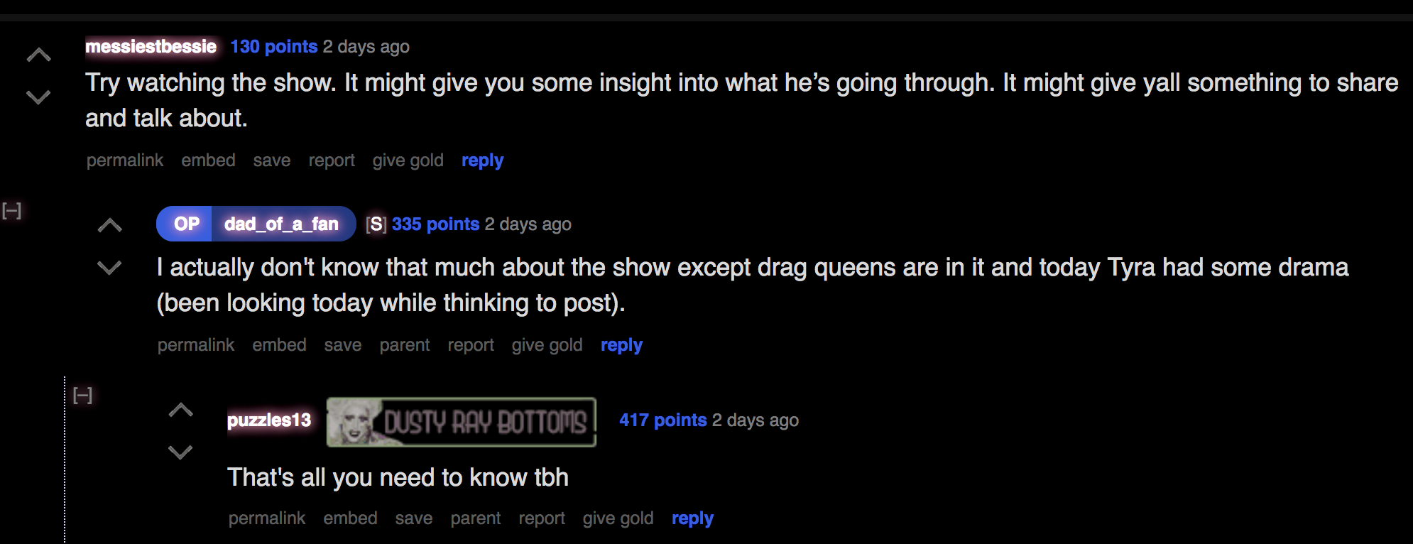 Drag Lingo Dad Tyra drama