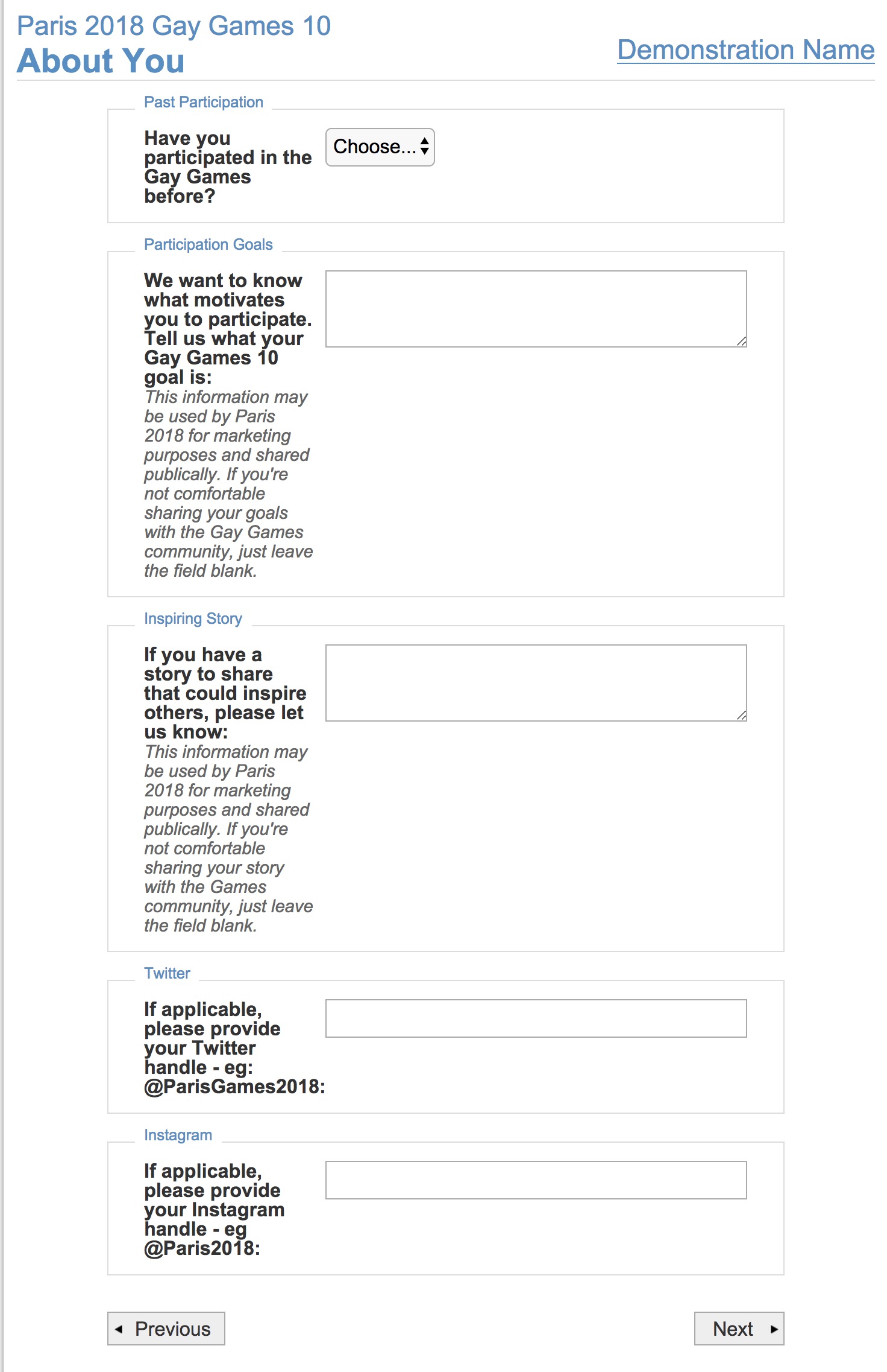 gay games registration about you