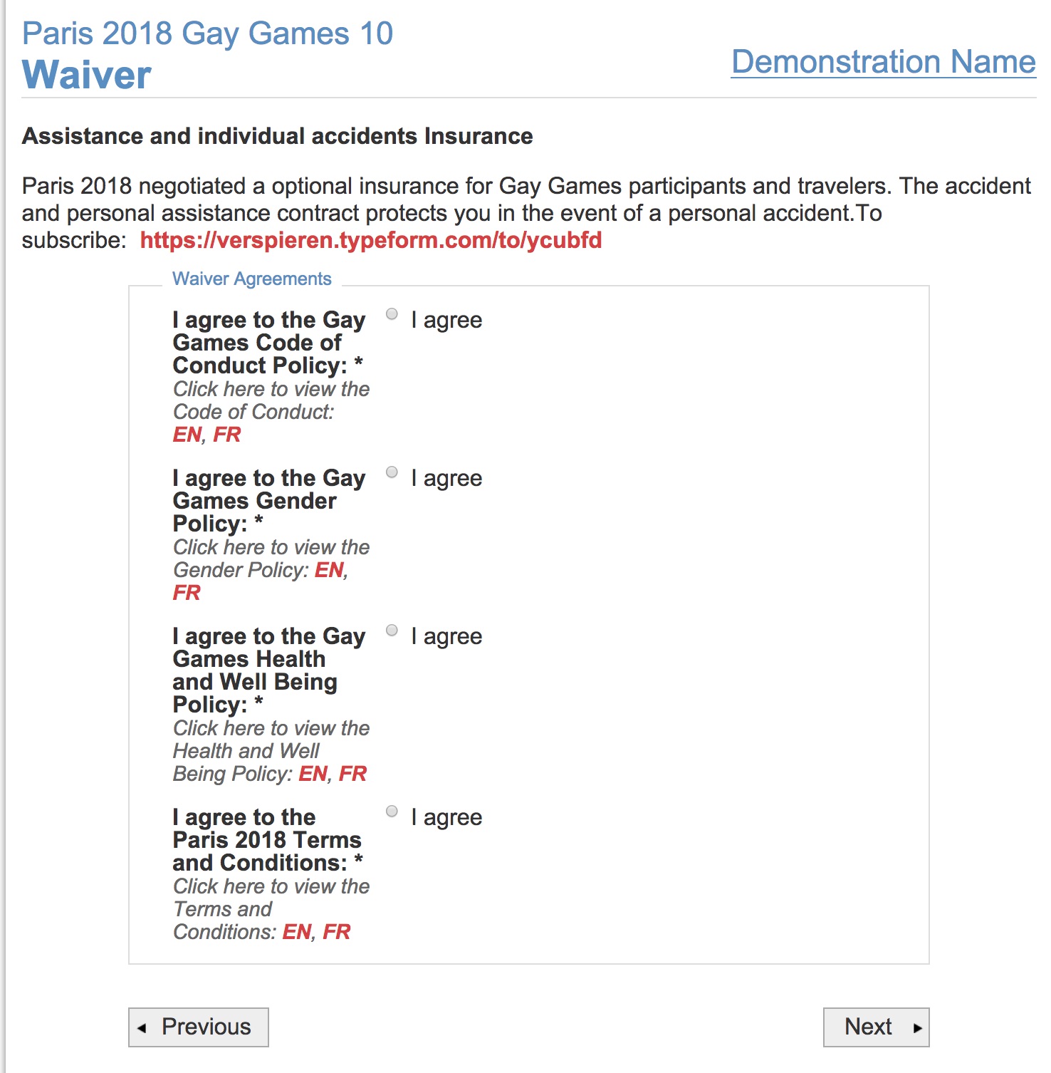 gay games registration waiver