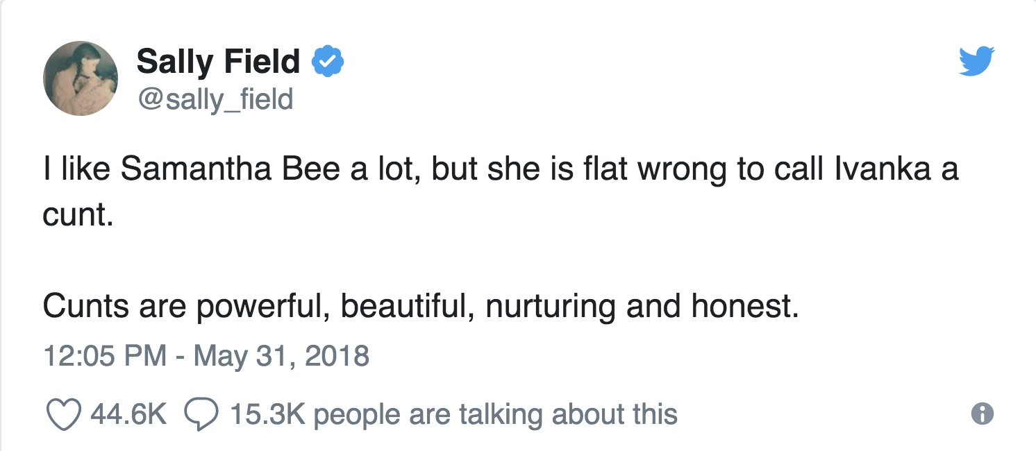 sally field tweet feckless samantha bee