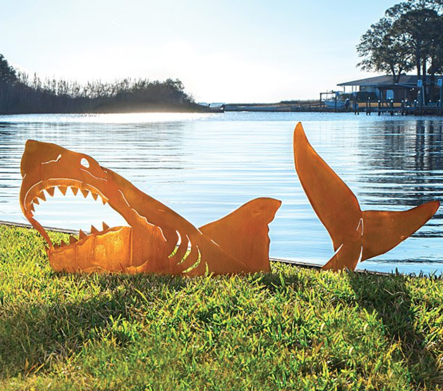 pool party shark art work candygram