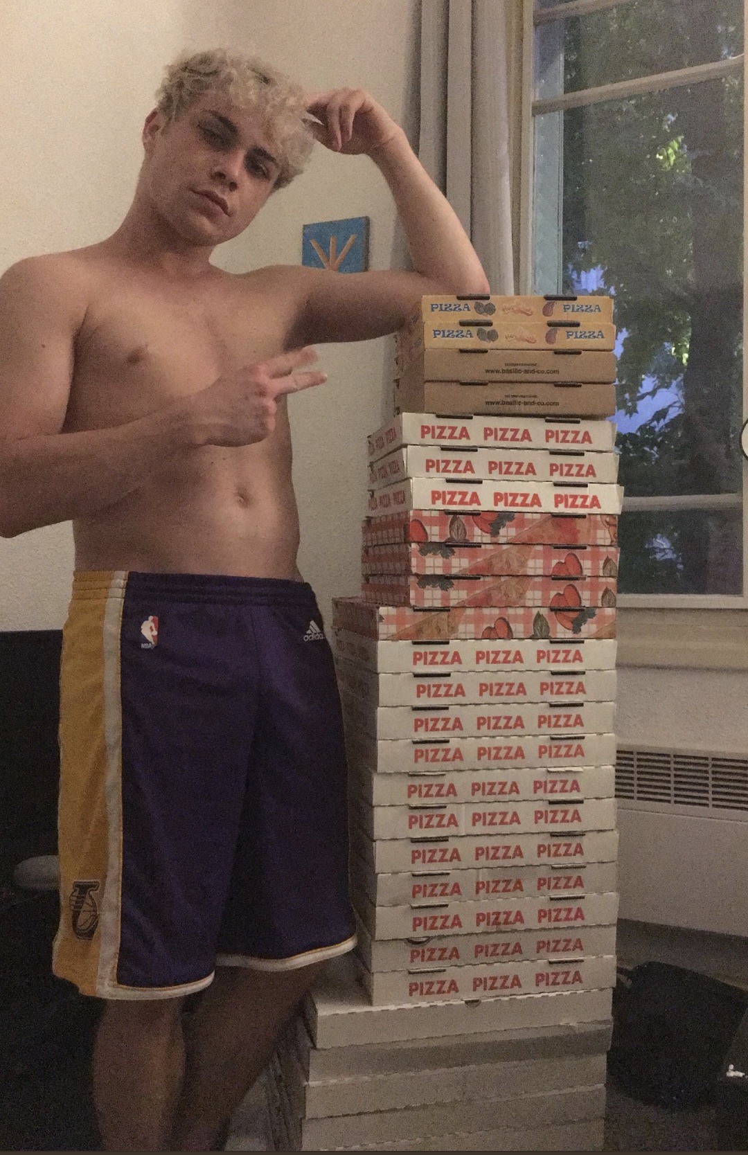 pizza box chair shirtless