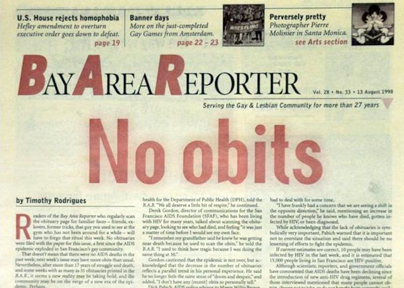 no obits cover bay area reporter