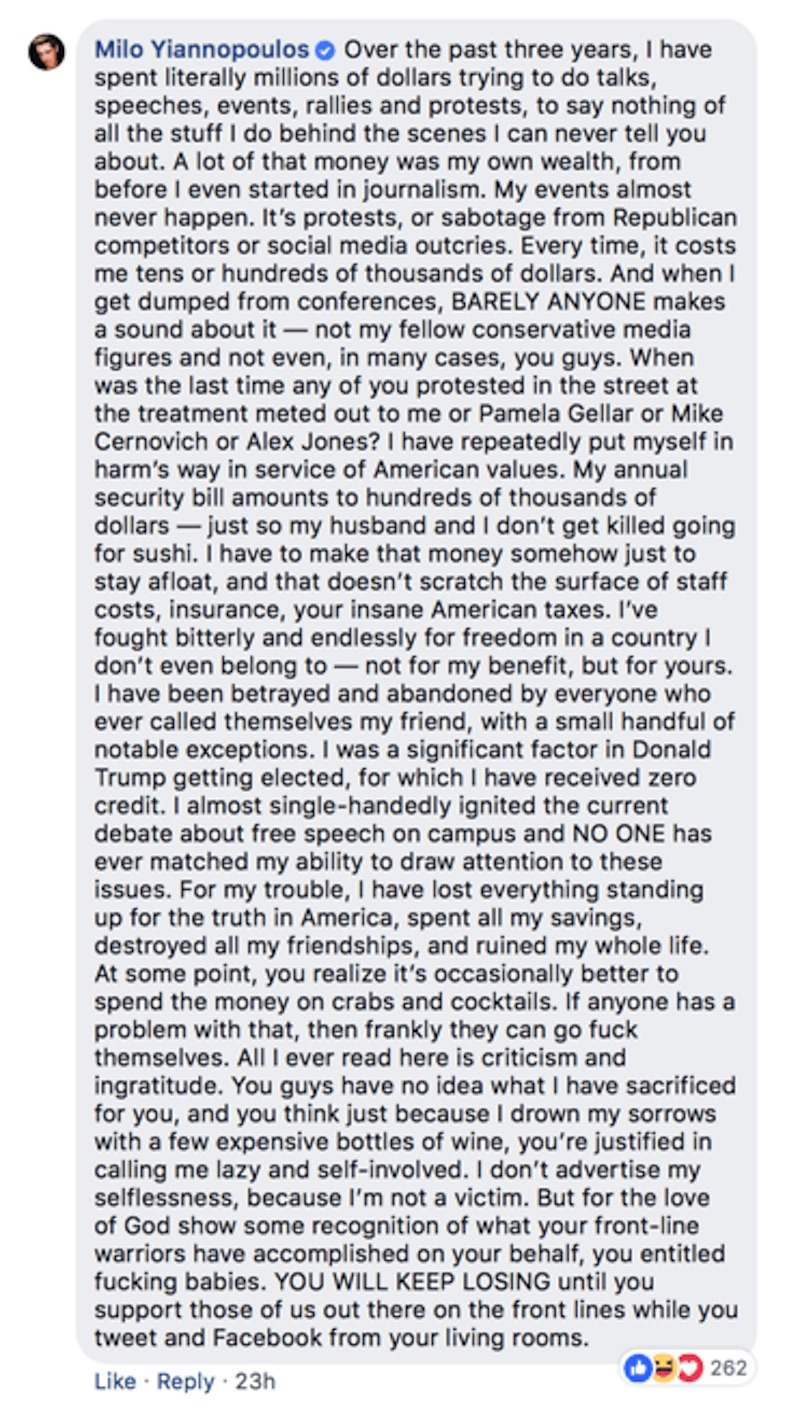 Milo Yiannopoulos Facebook 02