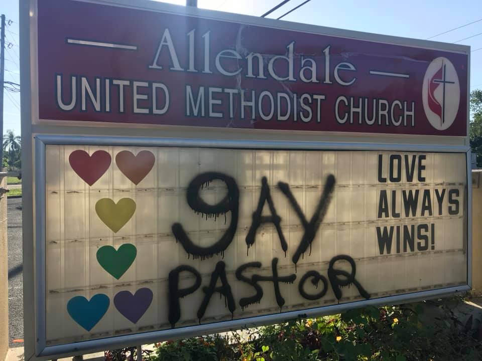 Allendale United Methodist Church Vandalism after
