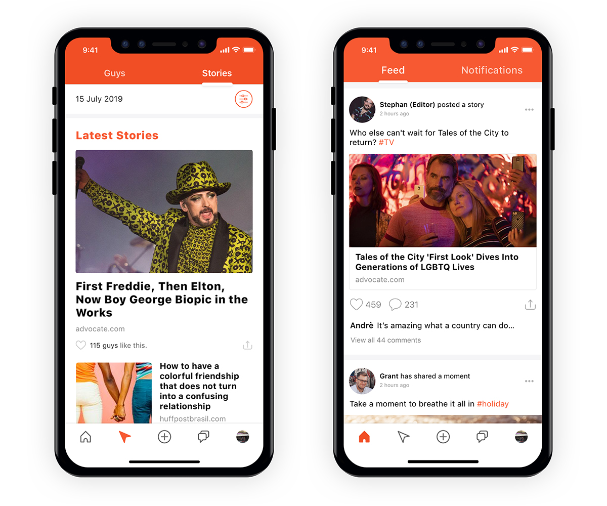 lgbtq content hornet mockups