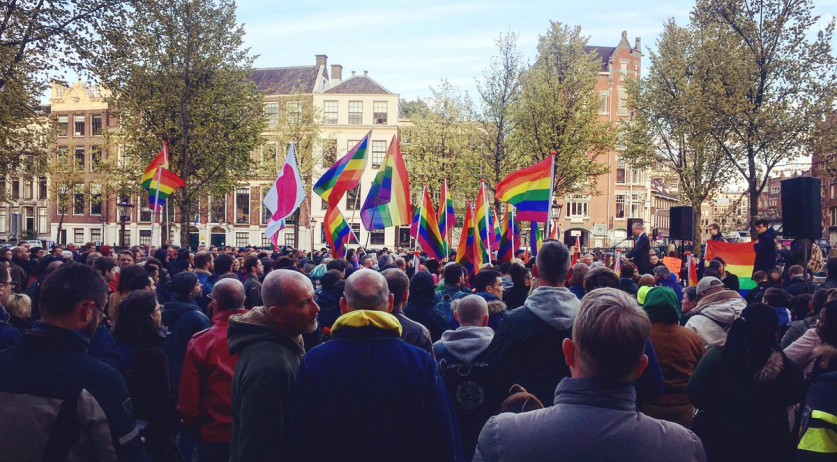 chechnya's gay purge amsterdam protest