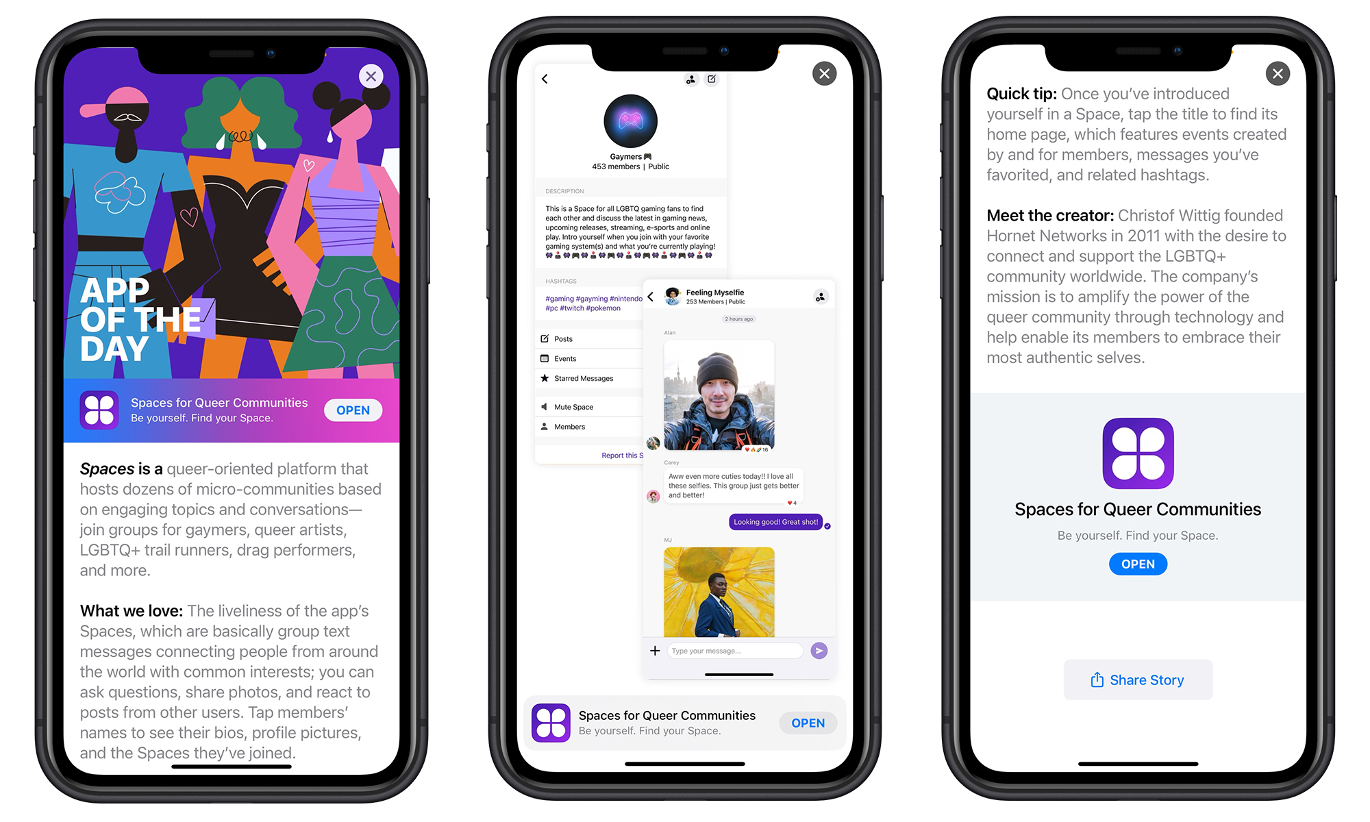 spaces app was apple's app of the day in the app store